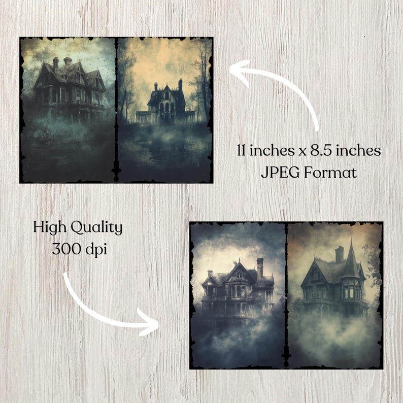 Haunted House Junk Journal Page Digital Scrapbook Paper Spooky ...