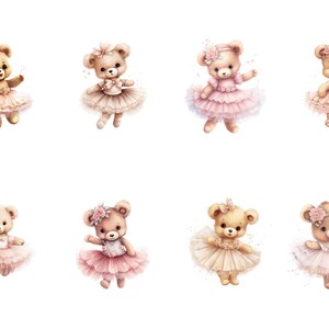 Watercolor Ballerina Teddy Bear PNG Clipart Bundle | Teddy Bear ...