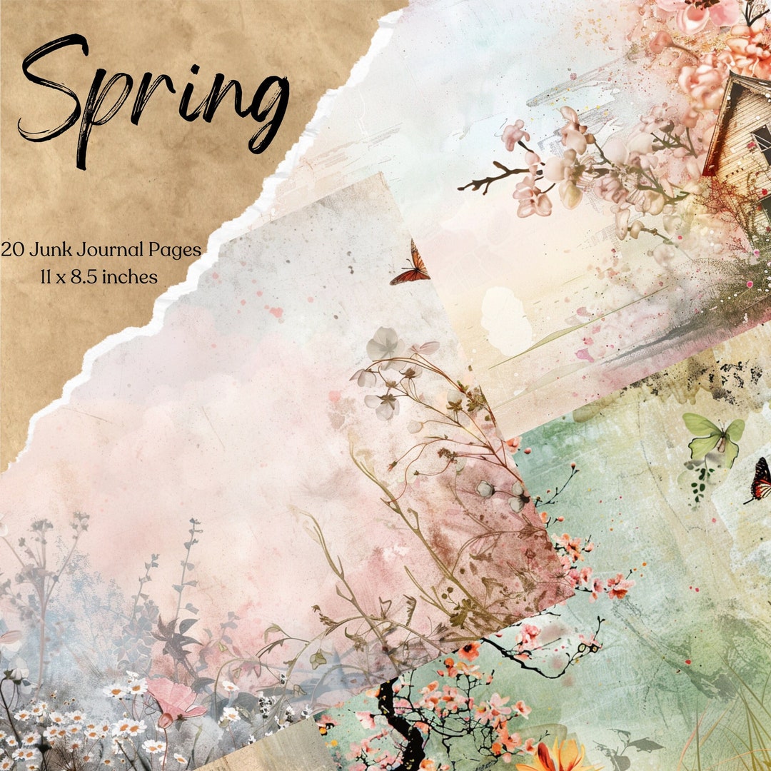 Spring Junk Journal Kit | Junk Journal Printable Page | Flowers Junk ...