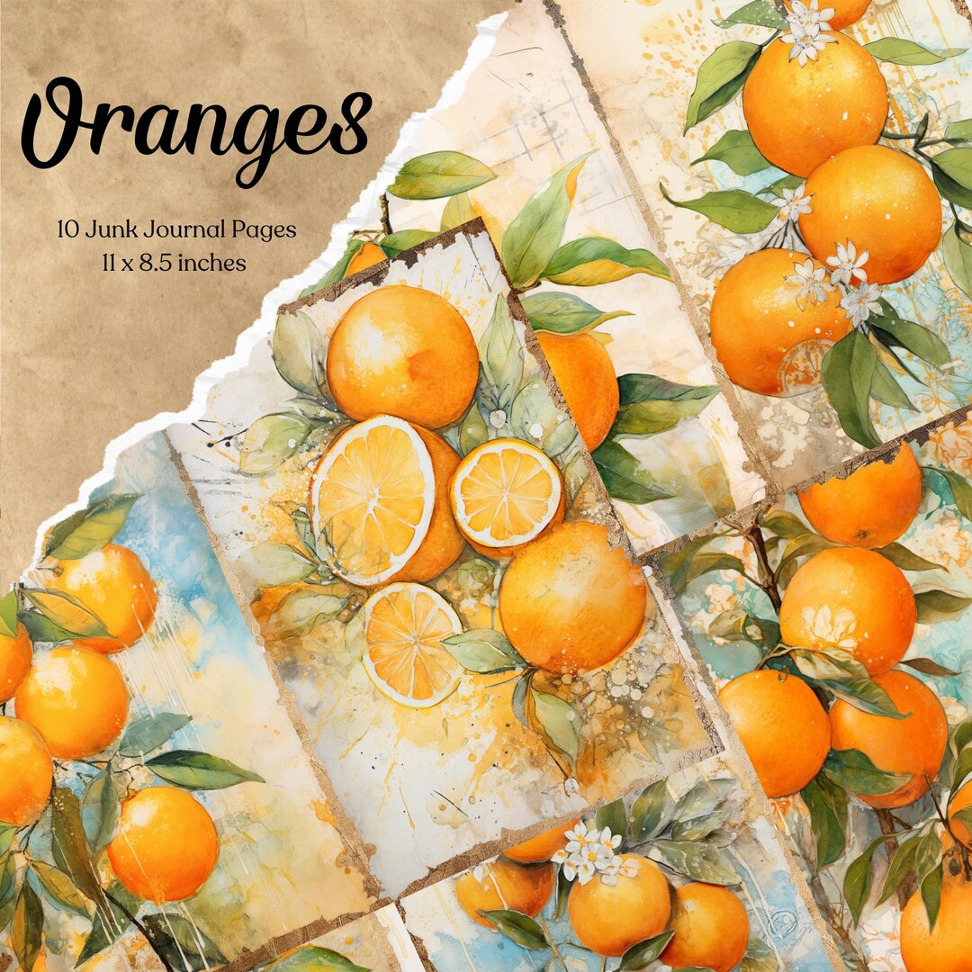 Oranges Junk Journal Pages Printable Vintage Paper Craft Paper for ...