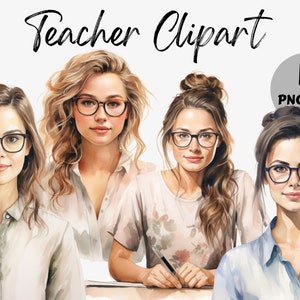 Aquarel Leraar Clipart | PNG leren | Schoolleraar Clipart | illustraties | Sublimatie | Papierkunst | Junkjournaal | Scrapbooken