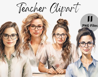 Watercolor Teacher Clipart | Teaching PNG | School Teacher Clipart | Clip Art | Sublimation | Paper Craft | Junk Journal | Scrapbooking