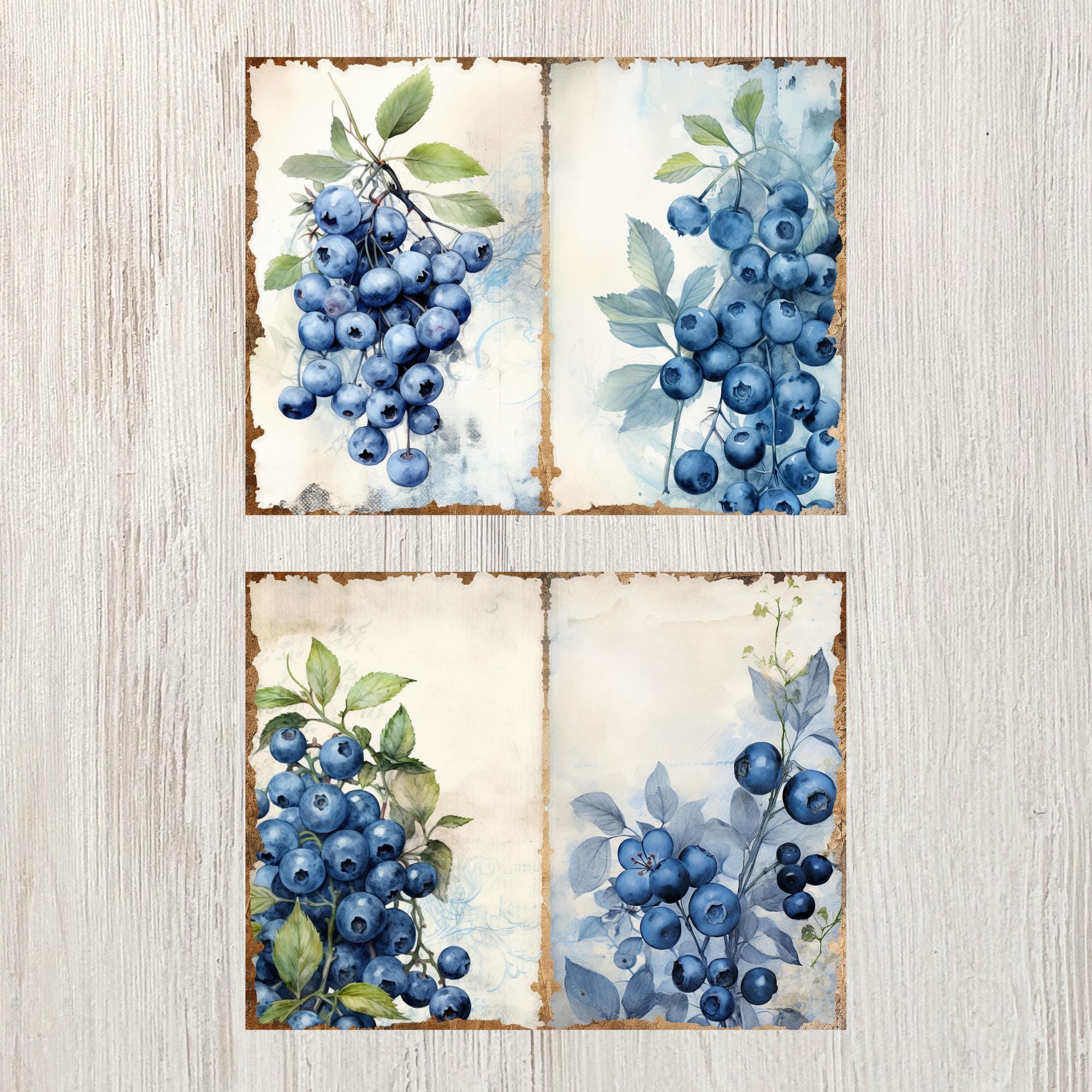 Blueberry Junk Journal Pages Printable Vintage Paper Craft Paper for ...