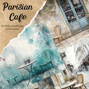 Kit de papel para diario basura de café parisino, papel para diario basura vintage, papel imprimible antiguo, fondo para collage digital, suministros para álbumes de recortes y efímeras
