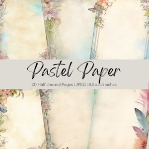 Pastel bloemen half ongewenste dagboekpapieren | Bloem afdrukbaar dagboekpaginapakket | Plakboekbenodigdheden | Collageblad | Kaart | Digitaal downloaden