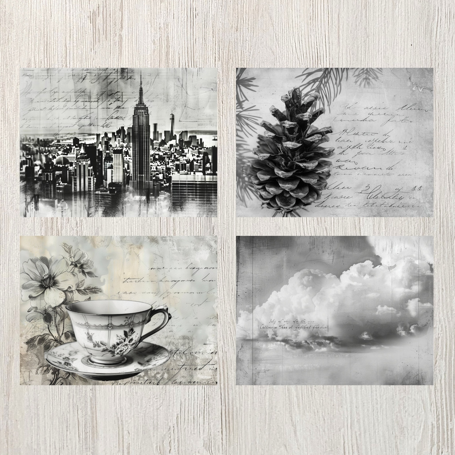 Black and White Junk Journal Page Digital Monochrome Theme Scrapbook ...