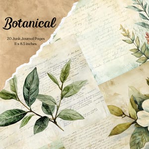 Botanisches Junk Journal Kit zum ausdrucken Vintage Papier Handwerk Papier Garten Journal Scrapbook Papier Digitales Journal Frühling Ephemera