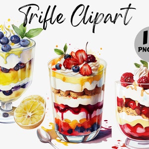 Watercolor Trifle Clipart Bundle | Trifle Digital Images | Trifle Graphics | Watercolor Trifle Graphics | Trifle PNG | Instant Download