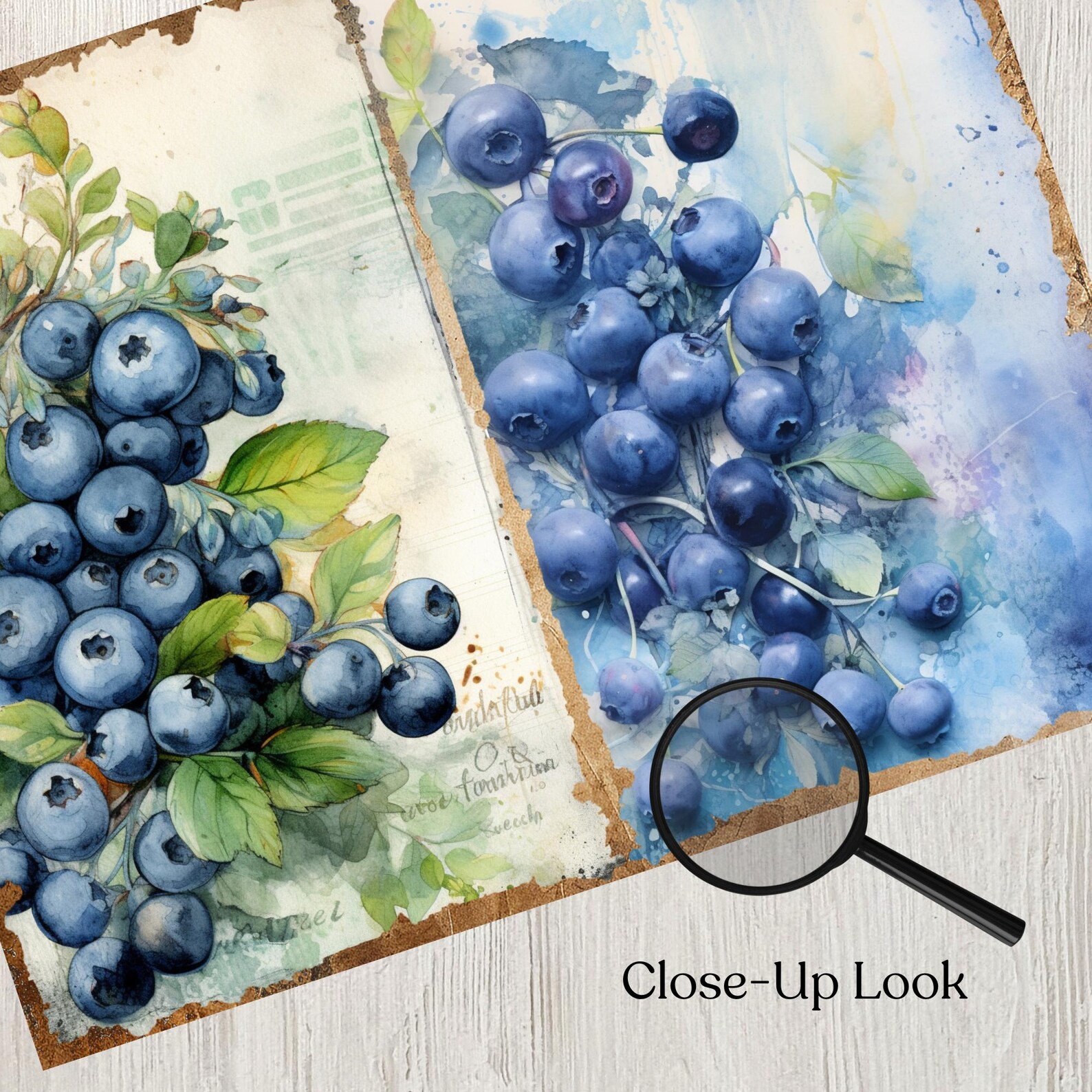 Blueberry Junk Journal Pages Printable Vintage Paper Craft Paper for ...