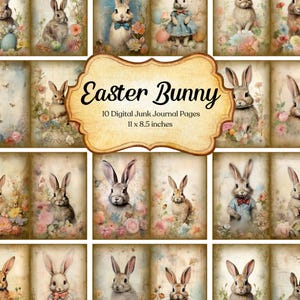 Bunny Junk Journal Page Bundle Rabbit Junk Journal Easter Junk Journal Pages Rabbit Ephemera Animal Printable Scrapbook Supplies Download