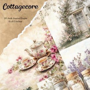 Kit de pages de journal indésirable Cottagecore fleur imprimable vintage papier kraft papier journal de jardin papier scrapbooking journal numérique printemps éphémères
