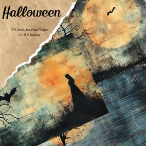 Halloween ongewenste dagboekpagina's digitale plakboekkit Spooky afdrukbare gotische vintage ephemera pompoen collagevel grimoire BOS Fantasy