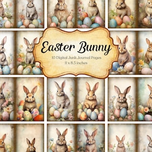 Bunny Junk Journal Page Bundle Rabbit Junk Journal Easter Junk Journal Pages Rabbit Ephemera Animal Printable Scrapbook Supplies Download