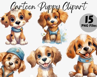 Watercolor Puppy Clipart Bundle | Puppy PNG | Baby Shower Graphics | Puppy Graphics | Nursery Clipart | Instant Download | Commercial Use