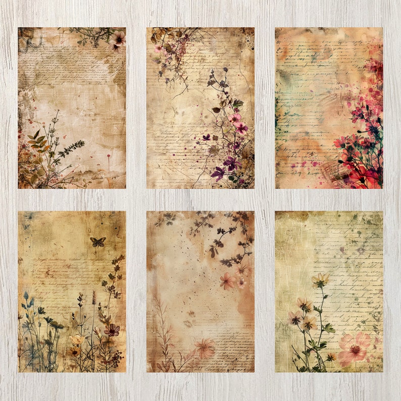 Utskrivbara sidor med skräpjournal i bibelstil | Vintagekort | Digitalt collageark | Skräpjournalkit | Viktoriansk scrapbooking, efemera-kalligrafi bild 5