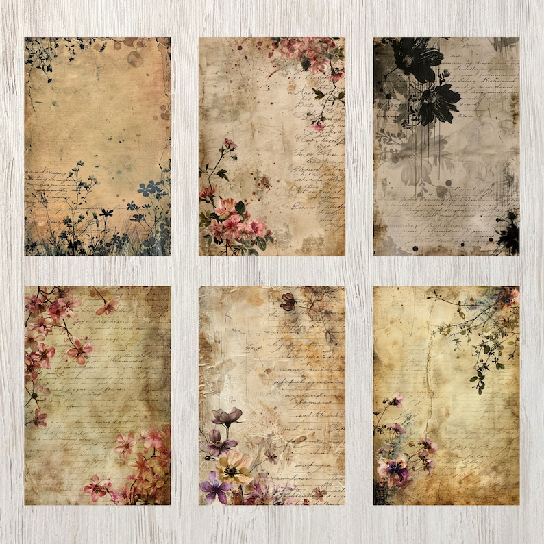 Utskrivbara sidor med skräpjournal i bibelstil | Vintagekort | Digitalt collageark | Skräpjournalkit | Viktoriansk scrapbooking, efemera-kalligrafi bild 2