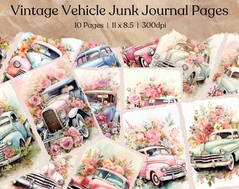 Vintage Vehicle Junk Journal Kit | Car Printable | Ephemera | Journaling Supplies | Scrapbook Supplies | Digital Journal | ATC | Automobile