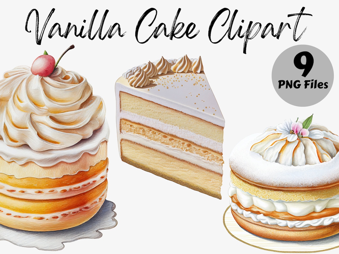 Watercolor Vanilla Cake Clipart Bundle Vanilla Cake Digital Images
