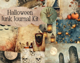 Halloween Junk Journal Kit Spooky Junk Journal Page Goth Journal Printable Paper Digital Collage Sheet Halloween Ephemera Scrapbook Supplies