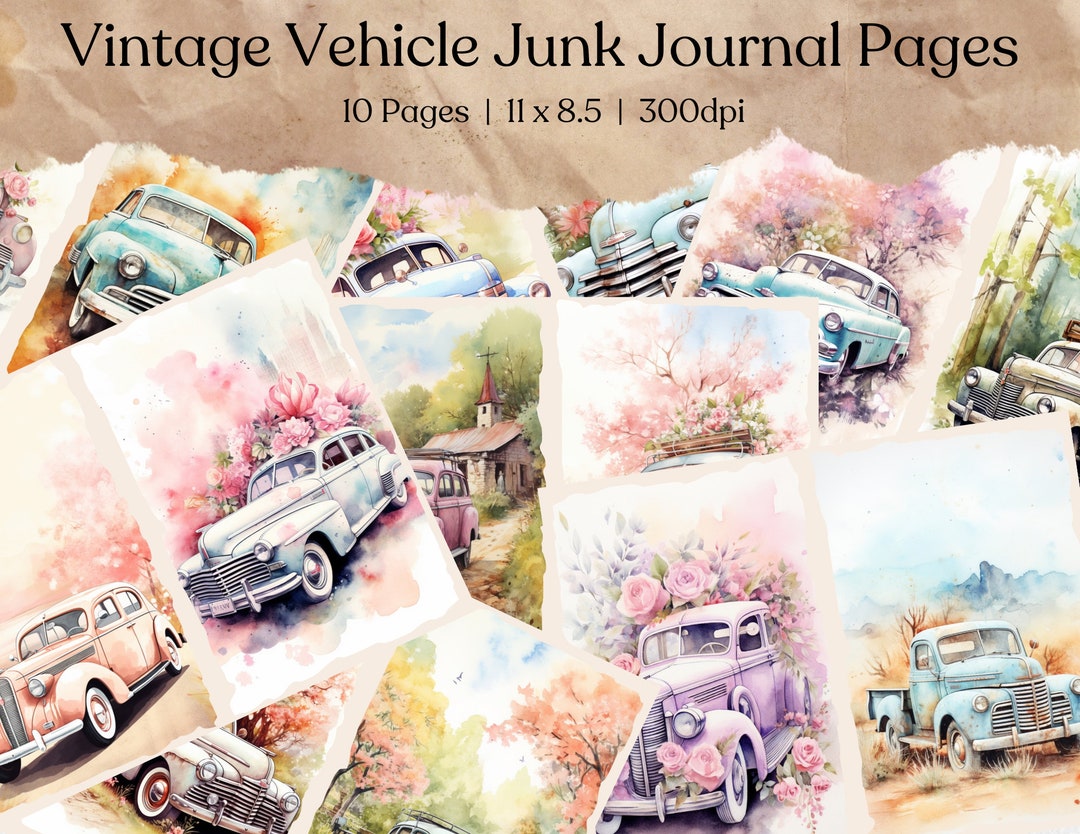 Vintage Vehicle Junk Journal Kit | Car Printable | Ephemera ...