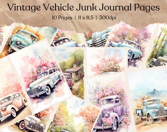Vintage Vehicle Junk Journal Kit | Car Printable | Ephemera | Journaling Supplies | Scrapbook Supplies | Digital Journal | ATC | Automobile