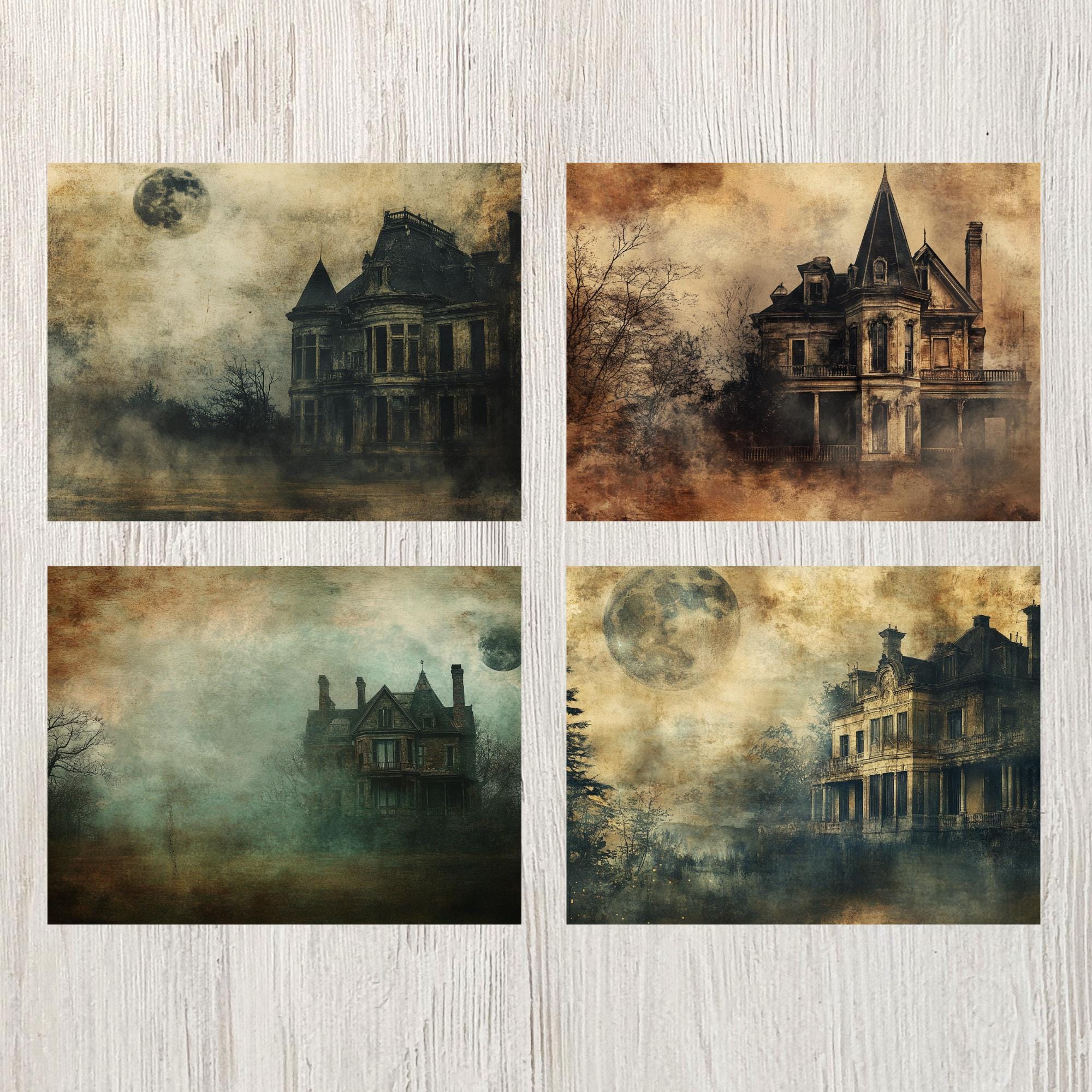 Haunted Mansion Junk Journal Page Digital Scrapbook Paper Spooky ...