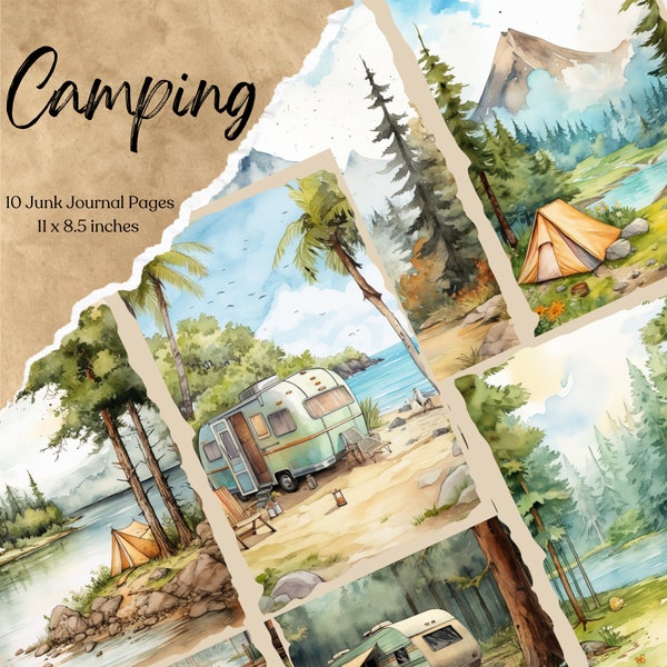 Camping Junk Journal Kit, Men, Father's Day, Grandpa, Boy, Outdoors, Adventure, Dad, Travel, Outdoor Landscapes, Printable Digital Download