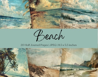 Beach Half Junk Journal Papers | Vintage Printable Journal Page Pack | Digital Scrapbook Supplies | Collage Sheet | Coastal Craft | Nautical