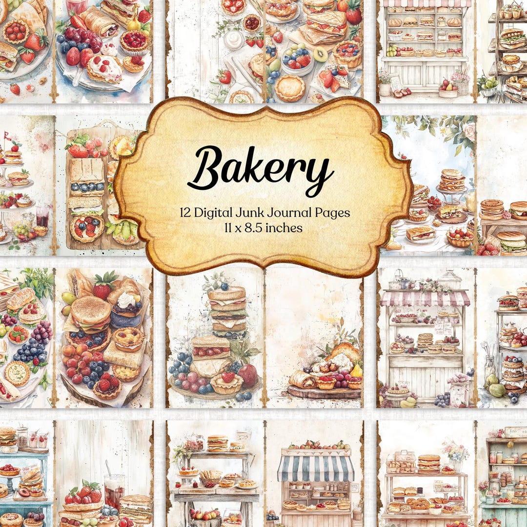 Baking Junk Journal Page Kit Digital Baking Scrapbook Paper Printable ...