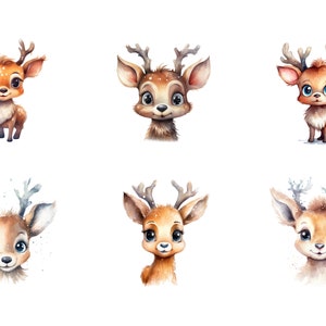 Watercolor Reindeer Clipart Bundle | Christmas PNG | Cute Reindeer ...