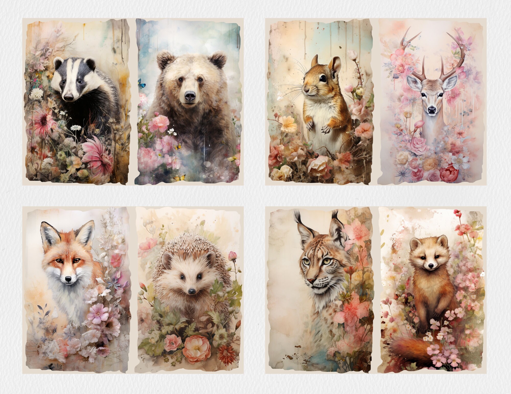 Woodland Animals Junk Journal Pages | Scrapbook Paper Kit | Forest ...