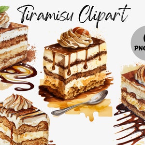 Watercolor Tiramisu Clipart Bundle | Tiramisu Digital Images | Tiramisu Graphics | Watercolor Food Clipart | Tiramisu PNG | Dessert Clipart