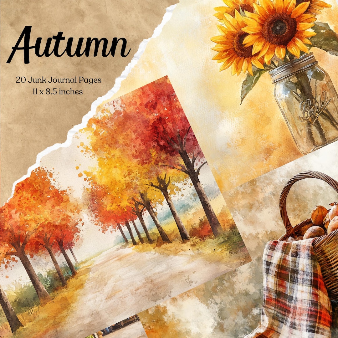 Autumn Junk Journal Pages Digital Fall Scrapbook Paper Printable Autumn ...