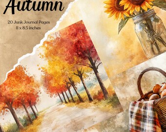 Autumn Junk Journal Pages Digital Fall Scrapbook Paper Printable Autumn Forest Collage Sheet Fall Junk Journal Kit Autumn Ephemera Download