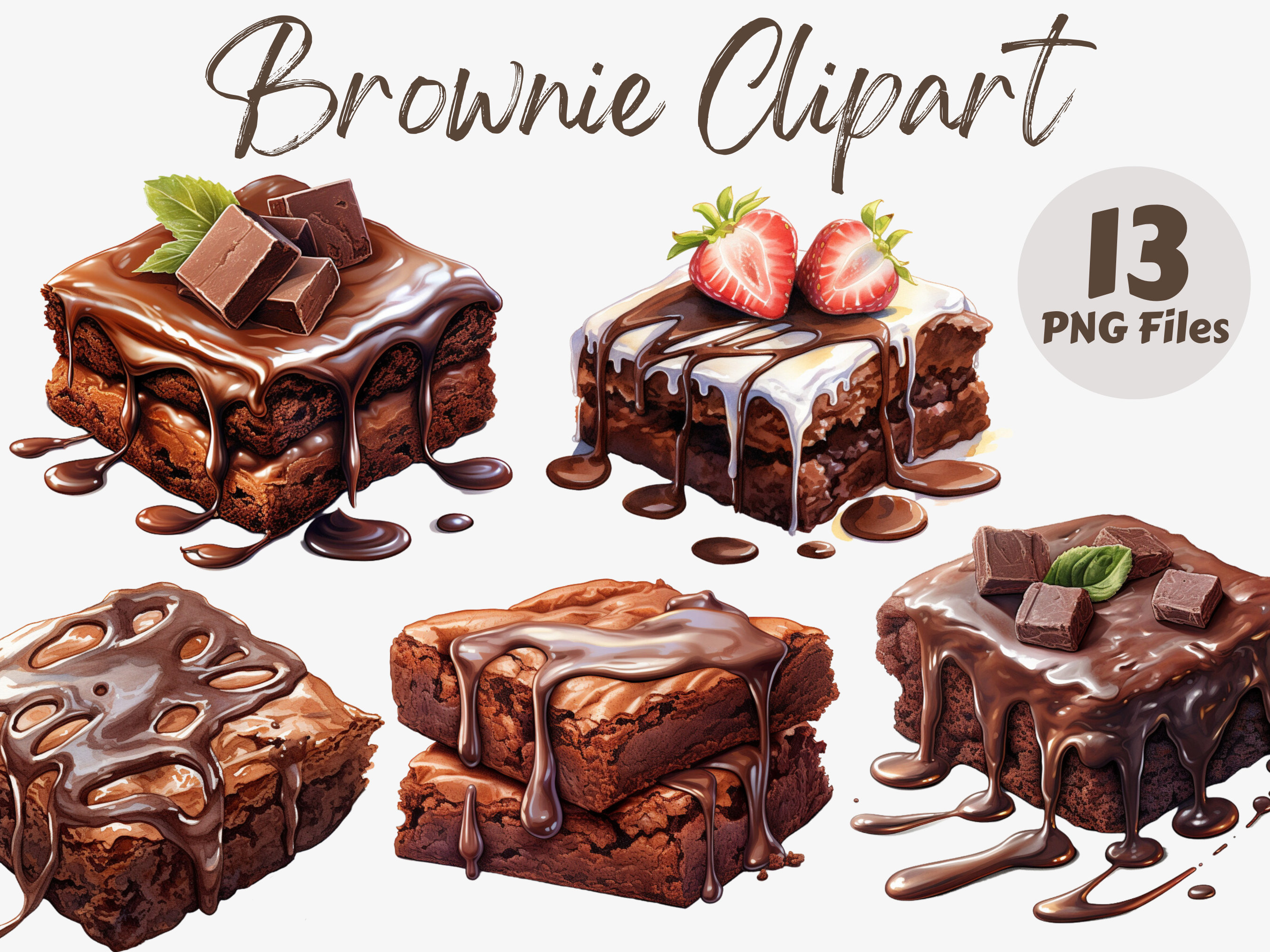 Brownies Clipart - Etsy Israel, image size:2700x2025