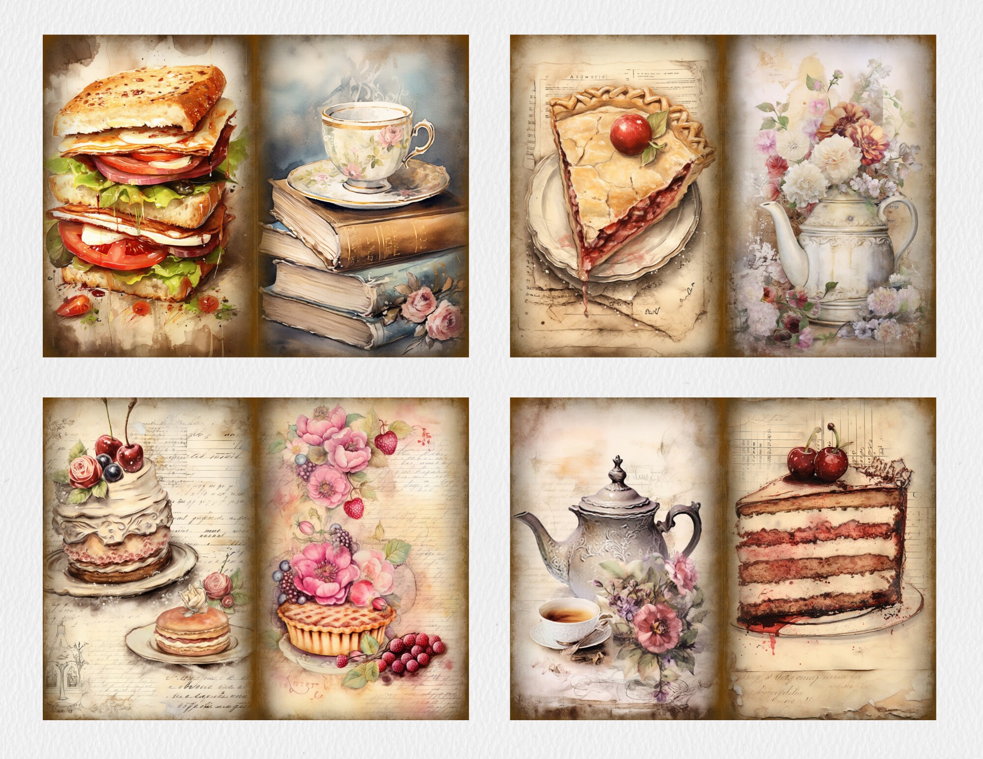Tea Time Junk Journal Kit | Tea Party Collage Sheet | Victorian Picture ...