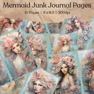 Mermaid Digital Junk Journal Kit | Underwater Collage Printable | Whimsical Ocean Digital Paper | Under The Sea Digital Junk Journal Paper