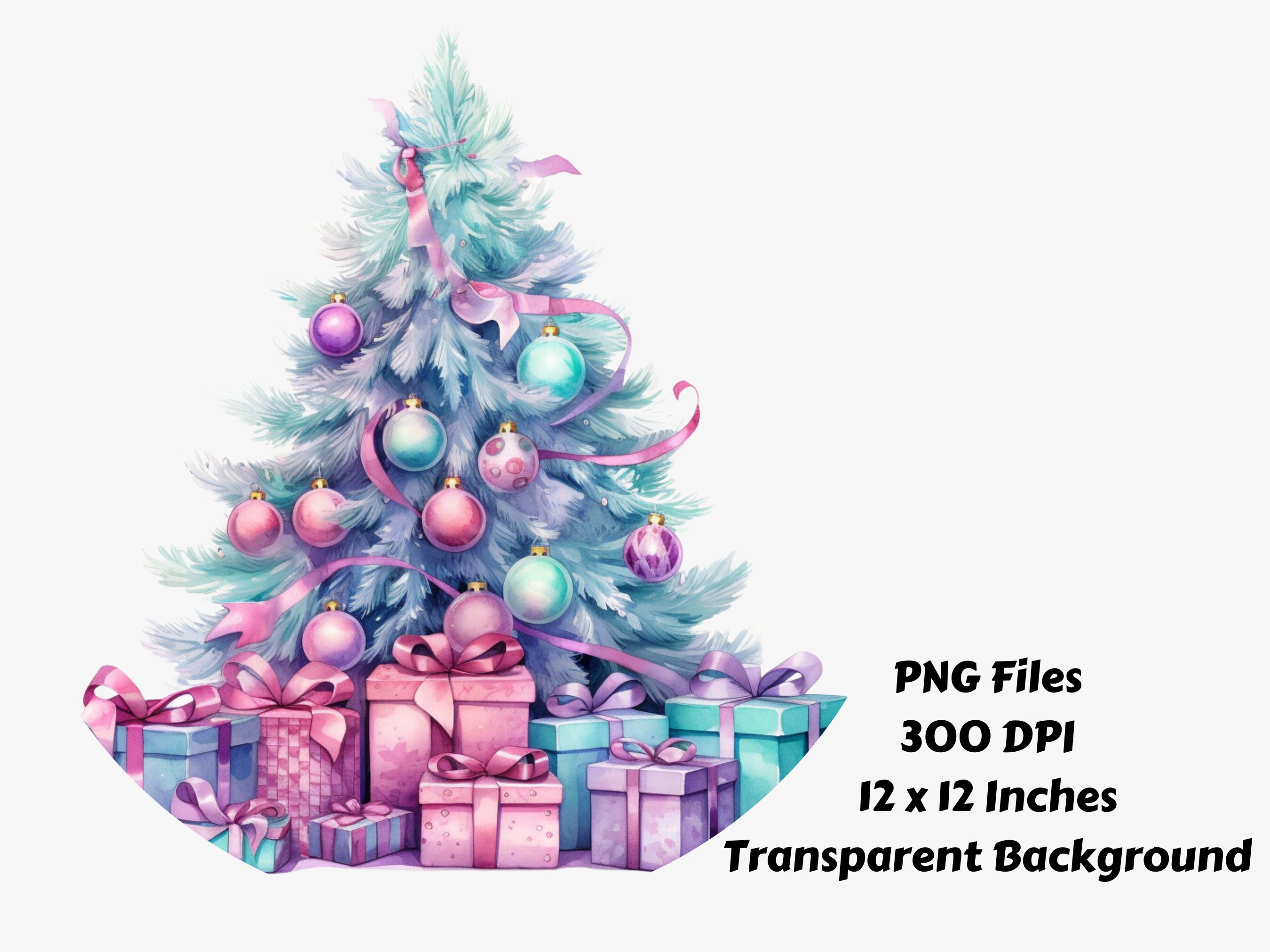 Watercolor Christmas Tree PNG Clipart Bundle Christmas Tree Sublimation ...