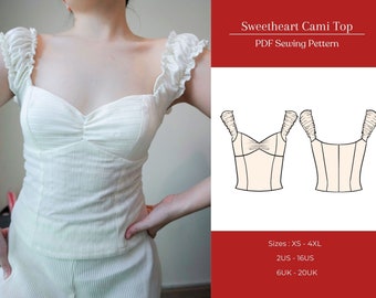 スイートハートコケットトップの縫製パターン、ミルクメイドトップの縫製パターン、ルーシュトップの縫製パターン、コテージコアコルセットトップの縫製パターン、VDOチュートリアル