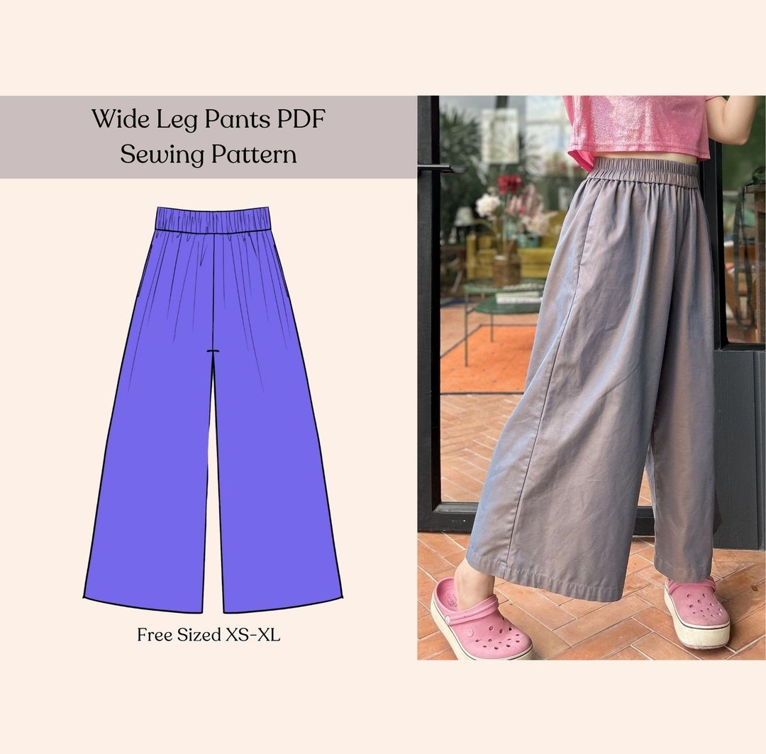 Wide Leg Pants Sewing Pattern Pants Pattern High Elastic Etsy