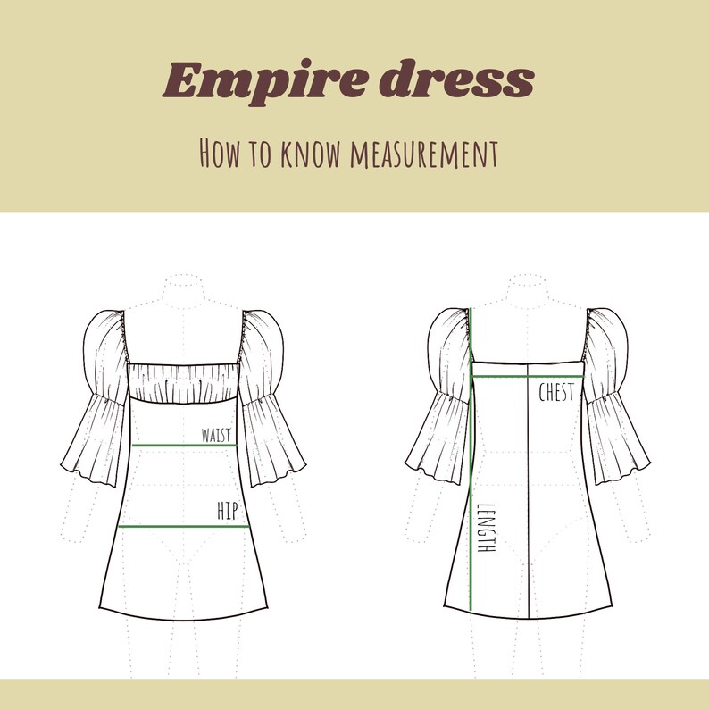 Empire Dress PDF Sewing Pattern Empire Waist Line Puff Etsy Australia