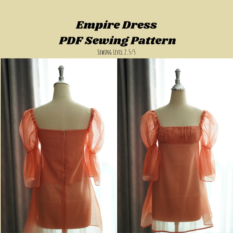 Empire Dress PDF Sewing Pattern Empire Waist Line Puff - Etsy Australia