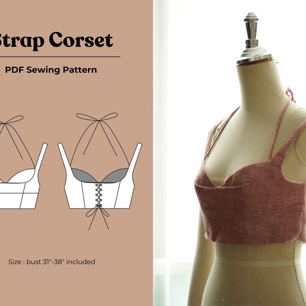 Corset top sewing pattern , Corset Pattern , Bustier PDF Pattern , Corset Crop Top Bustier Sewing Pattern