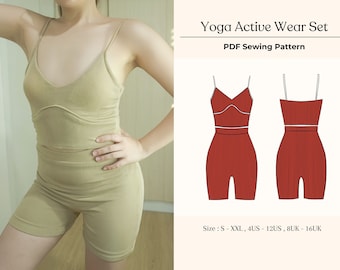 Yoga Active Wear Sewing Pattern , Sport wear PDF Pattern , Sport Bra Digital Sewing Pattern , Sport Shorts Pattern , Gym Shorts  Pattern