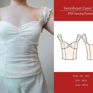 Sweetheart Coquette Top Sewing Pattern, Milkmaid Top Sewing Pattern, Ruched Top Sewing Pattern, Cottagecore Corset Top Pattern, XS-4XL
