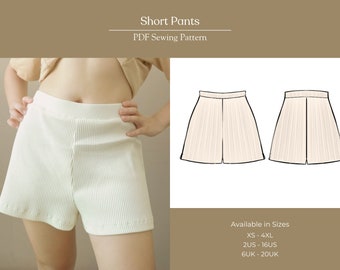 Booty Shorts Sewing Pattern , Elastic Waisted Shorts Sewing Pattern PDF , Easy Shorts PDF Sewing Pattern , Woman Shorts PDF Pattern