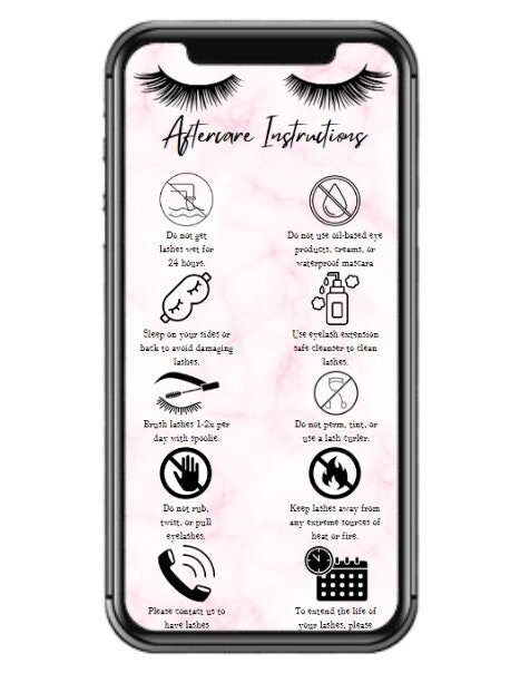 Lash Extension Aftercare, Editable and Printable Digital, Textable - Etsy