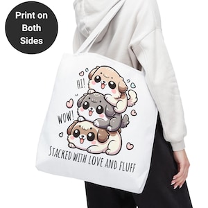 Cute Dog Lover Tote Bag Funny Puppy Canvas Bag for Pet Owners Gift for Dog Moms Animal Lovers Everyday Reusable Shopping Bag