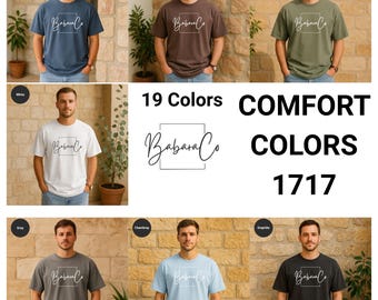 Comfort Colors 1717 T-Shirt Mockup Bundle, Flat Lay Unisex Tee, PNG
