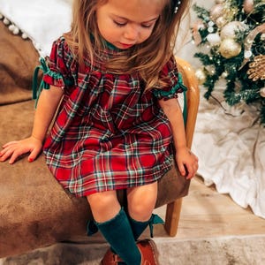 Classic Christmas Cutie Tartan Plaid Diaper Set Baby & Toddler Smocked Outfit